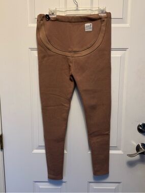 Seven7 Woman’s Maternity Adjustable Leggings Tan Size Small Winter Weight